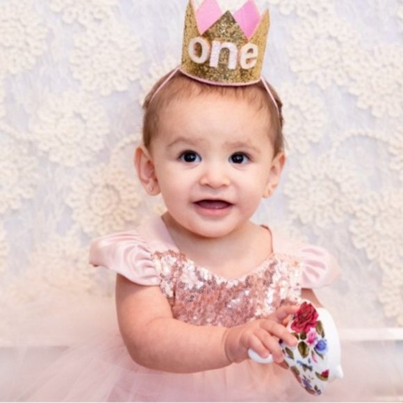 boutique Accessories Peach Glitter Hat Crown Spring Easter Girl